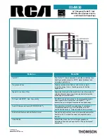 RCA D34W20 - 34" TruFlat HD-Ready TV Specification Sheet предпросмотр