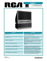 Предварительный просмотр 1 страницы RCA D40W17 Specification Sheet