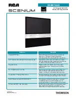 Preview for 1 page of RCA D52W136D - 52" HDTV Monitor Technical Specifications