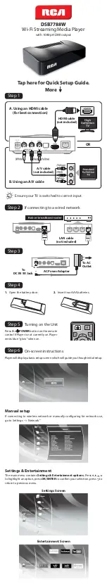 RCA DSB7788W Quick Setup Manual preview