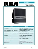 Preview for 1 page of RCA HD52W56 Technical Specifications