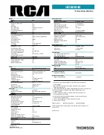 Предварительный просмотр 2 страницы RCA HD65W40 Technical Specifications