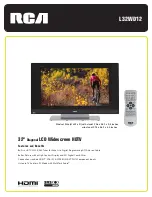 RCA L32WD12 - 32in Widescreen LCD Specifications preview