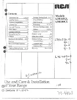 Preview for 1 page of RCA L3B130GL Use And Care & Installation