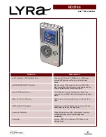 Preview for 1 page of RCA RD2765 - Lyra 5 GB Digital Jukebox Specifications