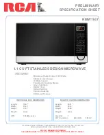 RCA RMW1167 Specification Sheet preview