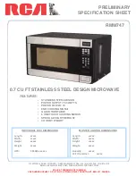 RCA RMW747 Specification Sheet preview