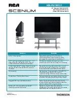 Preview for 1 page of RCA Scenium HDLP50W151 Technical Specifications