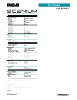 Предварительный просмотр 2 страницы RCA Scenium PHD50400 Specification Sheet