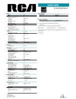 Preview for 2 page of RCA TruFlat 20F610TD Specifications