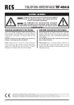 Preview for 2 page of RCS AUDIO-SYSTEMS TIF-404 A Operating Instructions Manual