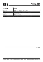 Preview for 4 page of RCS AUDIO-SYSTEMS TP-10 RDS Operating Instructions