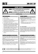 Preview for 2 page of RCS AM-201 CD Operating Instructions Manual