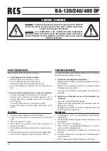 Предварительный просмотр 2 страницы RCS BA-120DP Manual