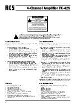 Предварительный просмотр 2 страницы RCS FX-425 Operating Instructions Manual