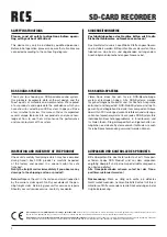 Preview for 2 page of RCS SD-200?USB Operating Instructions Manual