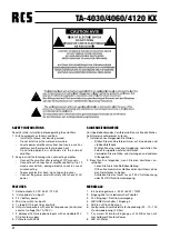 Предварительный просмотр 2 страницы RCS TA-4030 KX Manual