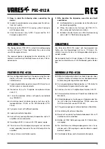 Preview for 3 page of RCS Vares PSC-012A Operating Instructions Manual