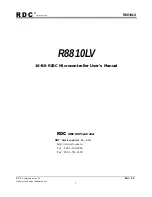 RDC R8810LV User Manual preview