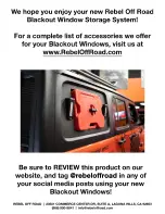 Preview for 9 page of REBEL OFF ROAD BLACKOUT WINDOW STORAGE SYSTEM Installation Instructions Manual