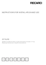 RECARO CITYLIFE Instructions For Installation And Use Manual preview