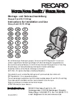 RECARO Monza Nova Instructions For Installation And Use Manual preview