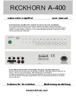 Preview for 1 page of Reckhorn A-400 User Manual