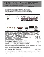 Preview for 1 page of Reckhorn A-405 User Manual