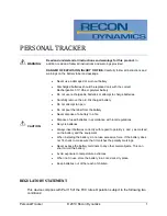 Preview for 1 page of Recon Dynamics PT10A Manual