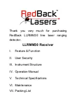 Preview for 1 page of RedBack Lasers LLRMM30 Manual