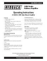 Preview for 1 page of Redback A 4020A Operating Instructions