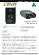 Предварительный просмотр 1 страницы Redback Q 2004 Operating Manual