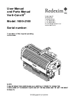 Предварительный просмотр 1 страницы Redexim Verti-Core III 1600 User Manual And Parts Manual