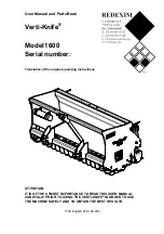 Redexim Verti-Knife 1600 User Manual And Parts Book preview