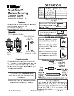 Preview for 1 page of Reflex Dual Brite Motion Sensing Coach Light SL-4180/84 - A Owner'S Manual