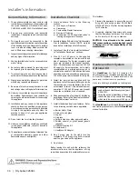 Preview for 30 page of Regency City CV60E-1 Owners & Installation Manual