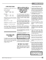 Preview for 9 page of Regency Sunrise U32S-LP5 Owners & Installation Manual