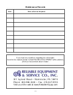 Preview for 16 page of Reliable Equipment & Service HP4707 Series Operator'S Manual