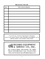 Предварительный просмотр 16 страницы Reliable Equipment & Service PDY-2102 Operator'S Manual