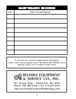 Preview for 14 page of Reliable Equipment & Service REL-58RH Operator'S Manual