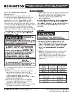 Предварительный просмотр 20 страницы Remington REM-140T-KFA-O User'S Manual & Operating Instructions