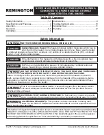 Preview for 2 page of Remington REM-200V-LPC-O User'S Manual & Operating Instructions