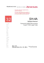 Предварительный просмотр 1 страницы Renesas SuperH SH-4A Software Manual