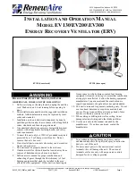 Preview for 1 page of RenewAire EV130 SERIES Installation And Operation Manual