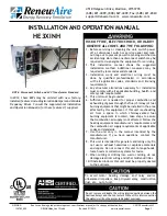 Preview for 1 page of RenewAire HE3XINH Installation And Operation Manual