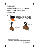 Preview for 1 page of Renfroe SCP Series Application, Operation And Maintenance Manual