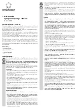 Preview for 1 page of Renkforce 1275340 Operating Instructions Manual