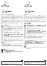 Предварительный просмотр 1 страницы Renkforce 1360251 Operating Instructions