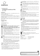 Предварительный просмотр 2 страницы Renkforce 1377402 Operating Instructions