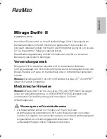 Предварительный просмотр 15 страницы ResMed MIRAGE SWIFT II 60891/1 User Manual